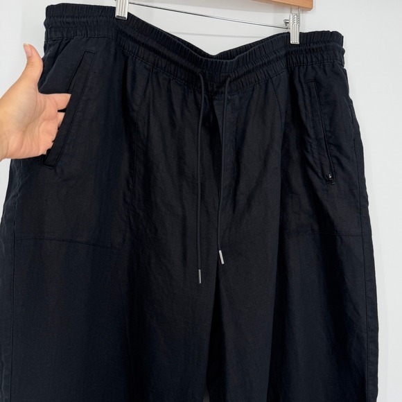 Athleta Retreat Linen High Rise Wide Leg Pants 2X Black Relaxed - Picture 4 of 10